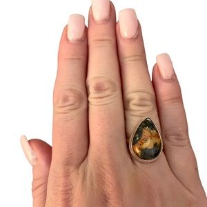 Maligano Jasper Solid Sterling Silver Ring Size 7 925